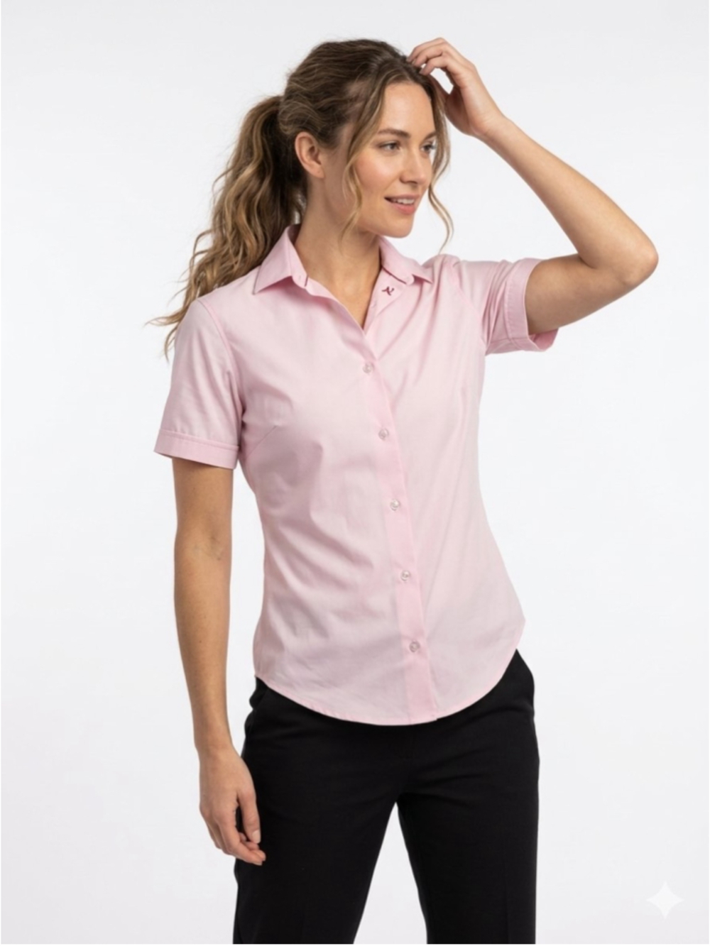 Au Noir Montreal Pink Short Sleeve 360 Stretch Button Up Shirt XS 1 - 832